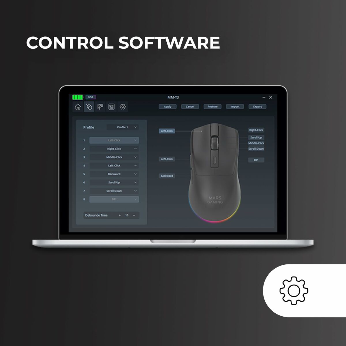 Gaming Mouse Mars Gaming MMT3 Negro