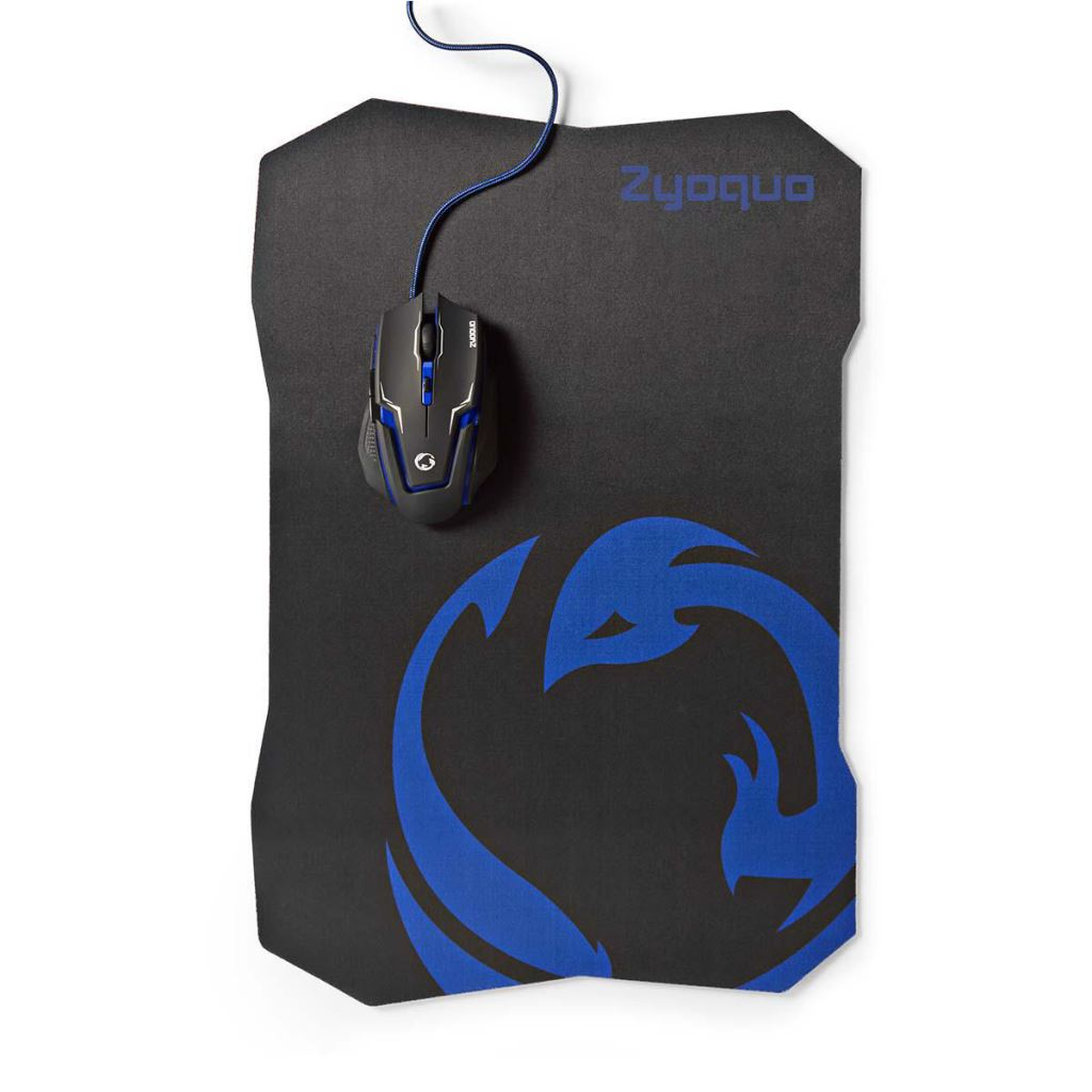 Mouse gaming + mouse pad, Nedis, Negro/Albastro (GMMP200BK)
